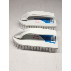 Scrub Brush Set of 2pcs Cleaning Shower Scrubber Ergonomic Handle White